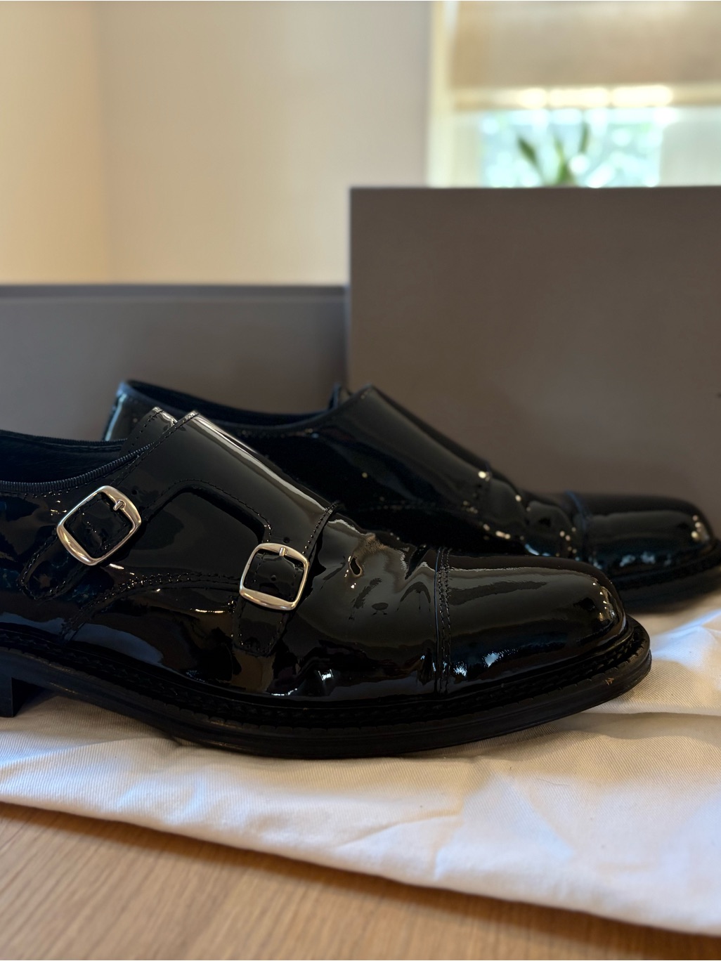 Men's Black Patent Leather Monk Strap Shoes — image 6 of 8